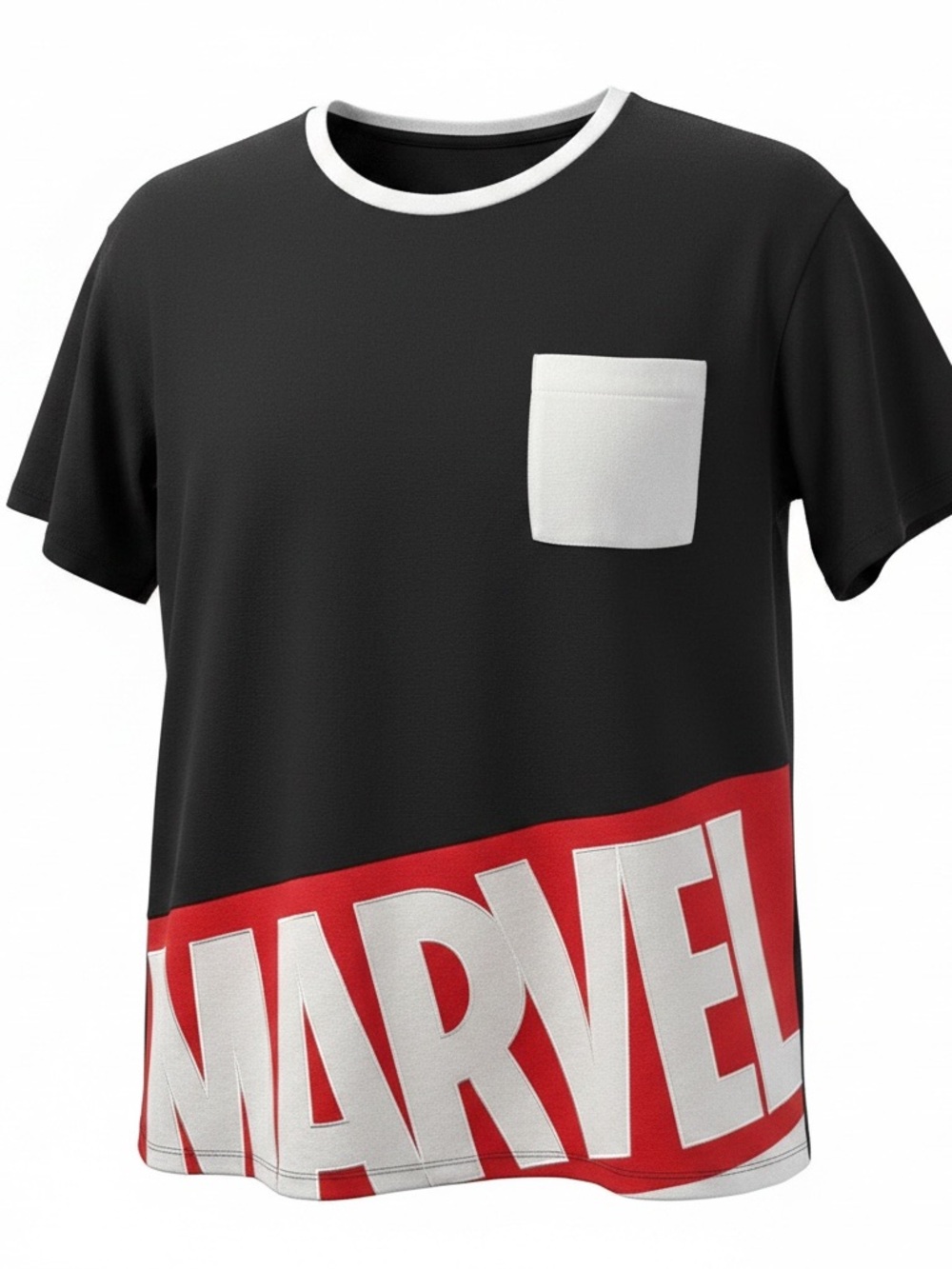 Marvel Logo Ringer T-Shirt Men’s Large Black Red Graphic Disneyland Tee